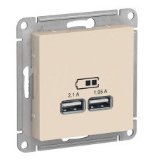 Розетка 2xUSB Systeme Electric ATLASDESIGN, бежевый