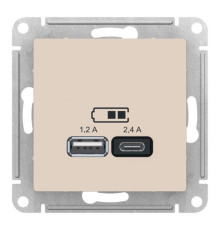 Розетка 2xUSB Systeme Electric ATLASDESIGN, бежевый