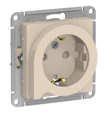 Розетка Systeme Electric ATLASDESIGN, скрытый монтаж, с заземлением, со шторками, бежевый