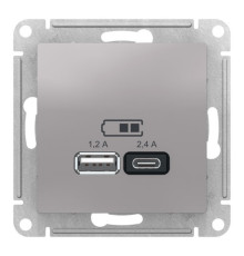 Розетка 2xUSB Systeme Electric ATLASDESIGN, алюминий