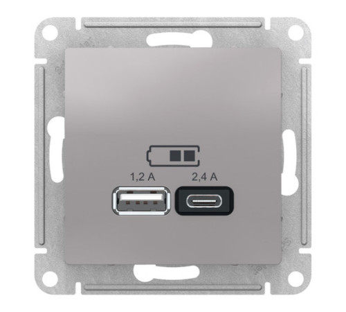 Розетка 2xUSB Systeme Electric ATLASDESIGN, алюминий