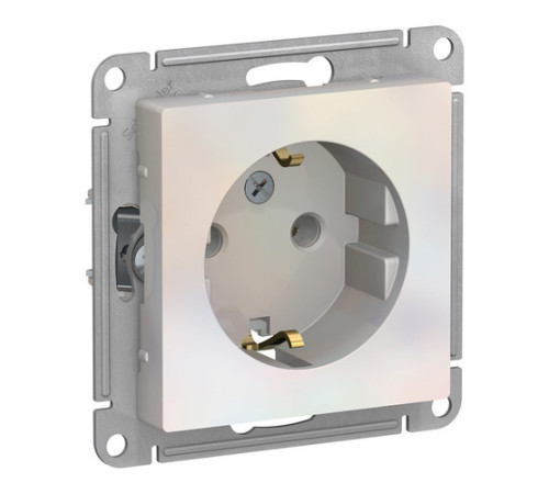 Розетка Systeme Electric ATLASDESIGN, скрытый монтаж, с заземлением, жемчуг