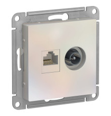 Розетка TV+RJ45 Cat.5 Systeme Electric ATLASDESIGN, оконечная, жемчуг
