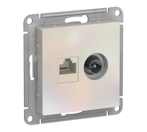 Розетка TV+RJ45 Cat.5 Systeme Electric ATLASDESIGN, оконечная, жемчуг