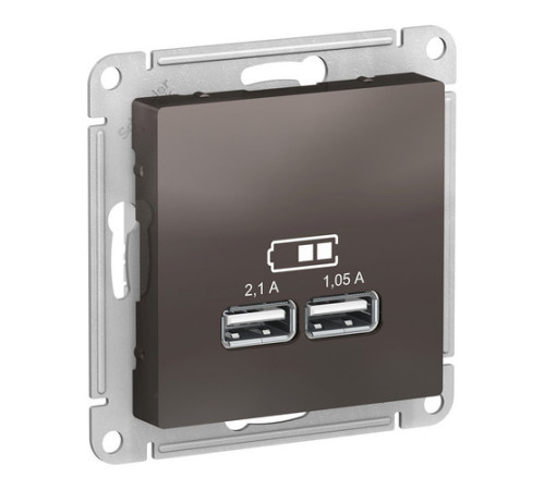 Розетка 2xUSB Systeme Electric ATLASDESIGN, мокко