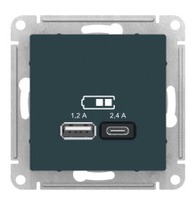 Розетка 2xUSB Systeme Electric ATLASDESIGN, изумруд