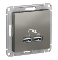 Розетка 2xUSB Systeme Electric ATLASDESIGN, сталь