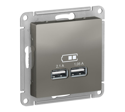 Розетка 2xUSB Systeme Electric ATLASDESIGN, сталь