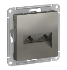 Розетка компьютерная 2xRJ45 Cat.5 Systeme Electric ATLASDESIGN, сталь