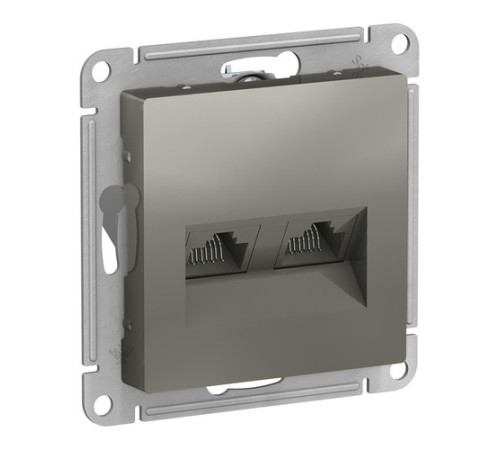 Розетка компьютерная 2xRJ45 Cat.5 Systeme Electric ATLASDESIGN, сталь