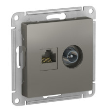 Розетка TV+RJ45 Cat.5 Systeme Electric ATLASDESIGN, оконечная, сталь