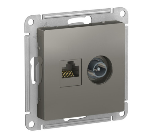 Розетка TV+RJ45 Cat.5 Systeme Electric ATLASDESIGN, оконечная, сталь