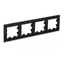 Рамка 4 поста Systeme Electric ATLASDESIGN NATURE, черное матовое стекло (пластик)