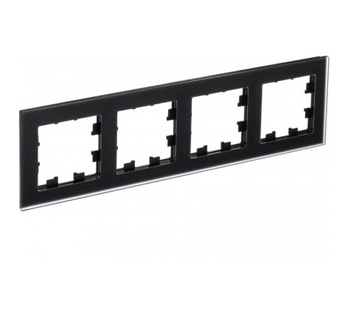 Рамка 4 поста Systeme Electric ATLASDESIGN NATURE, черное матовое стекло (пластик)