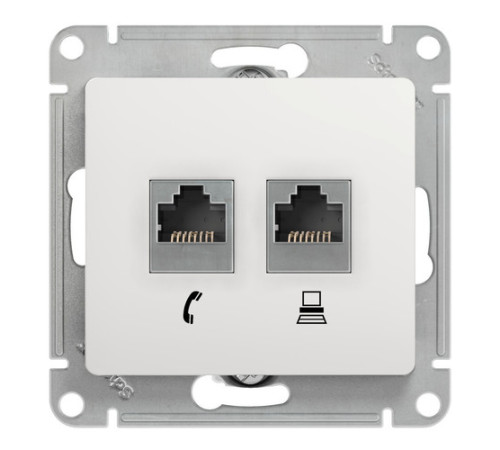 Розетка 2xRJ11+RJ45 Cat.5 Systeme Electric GLOSSA, белый