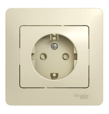 Розетка Systeme Electric GLOSSA, скрытый монтаж, с заземлением, со шторками, бежевый