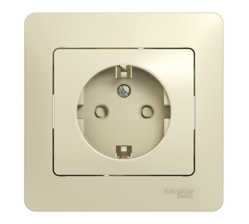 Розетка Systeme Electric GLOSSA, скрытый монтаж, с заземлением, со шторками, бежевый