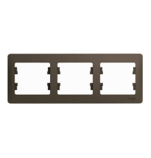 Рамка 3 поста Systeme Electric GLOSSA, горизонтальная, шоколад