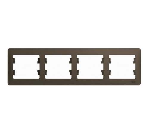 Рамка 4 поста Systeme Electric GLOSSA, горизонтальная, шоколад