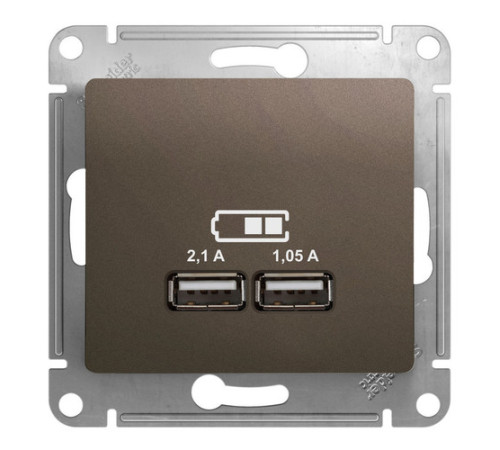 Розетка 2xUSB Systeme Electric GLOSSA, шоколад