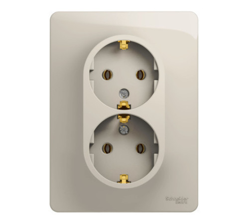 Розетка двухместная Systeme Electric GLOSSA, скрытый монтаж, с заземлением, молочный