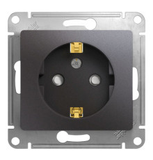 Розетка Systeme Electric GLOSSA, скрытый монтаж, с заземлением, со шторками, графит