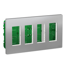 UNICA SYSTEM+ БЛОК скрытой установки 4х2 АЛЮМИНИЙ