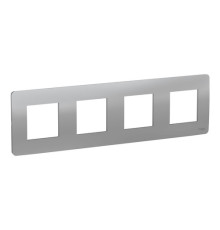 Рамка 4 поста Schneider Electric UNICA NEW STUDIO, монолитная, алюминий