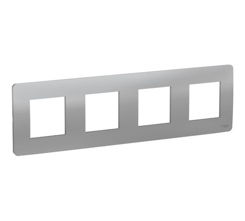 Рамка 4 поста Schneider Electric UNICA NEW STUDIO, монолитная, алюминий