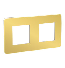 Рамка 2 поста Schneider Electric UNICA NEW STUDIO, два цвета, золото, бежевый