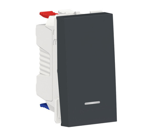 Переключатель 1-клавишный Schneider Electric UNICA MODULAR, с подсветкой, скрытый монтаж, антрацит