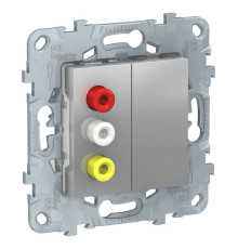 Розетка 3RCA Schneider Electric UNICA NEW, алюминий