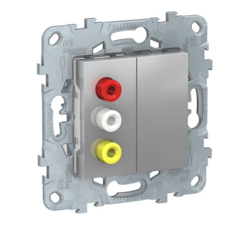 Розетка 3RCA Schneider Electric UNICA NEW, алюминий