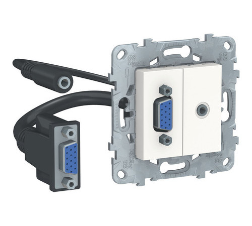 Розетка HD15+mini-jack Schneider Electric UNICA NEW, белый