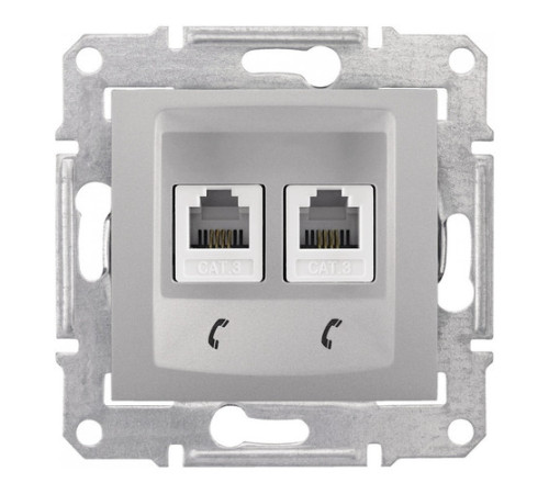 Розетка двойная телефонная RJ11 Schneider Electric SEDNA, алюминий