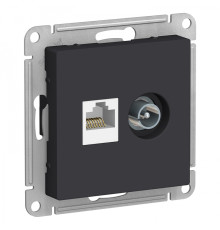 Розетка TV+RJ45 Cat.5 Systeme Electric ATLASDESIGN, оконечная, карбон