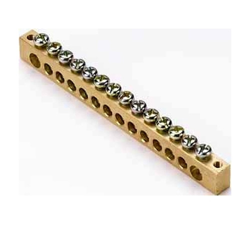 Шина нулевая 14 групп//крепеж по краям, сеч. 8x12