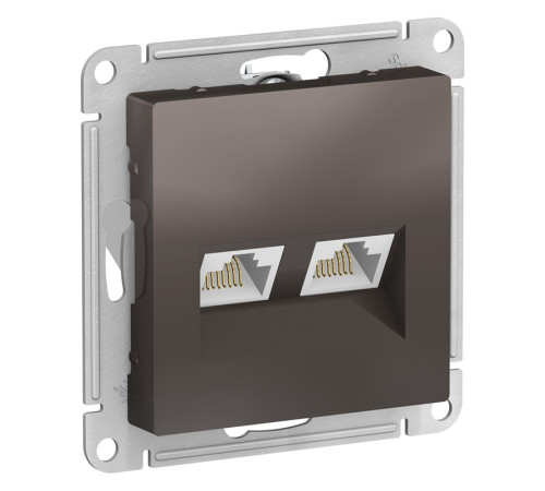 Розетка компьютерная 2xRJ45 Cat.5 Systeme Electric ATLASDESIGN, мокко