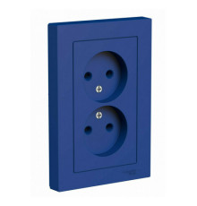 Розетка двойная Systeme Electric ATLASDESIGN, скрытый монтаж, без заземления, аквамарин