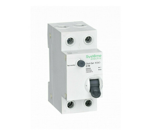 Дифавтомат Systeme Electric City9 Set 1P+N 16А (C) 4.5 кА, 30 мА (AC), C9D34616