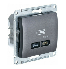 Розетка USB type C Systeme Electric GLOSSA, скрытый монтаж, графит, GSL001327