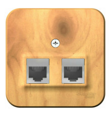 Розетка телефонная+компьютерная RJ11+RJ45 Systeme Electric BLANCA, открытый монтаж, ясень, BLNIA045115