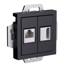 Розетка HDMI+RJ45 Systeme Electric ATLASDESIGN, скрытый монтаж, карбон, ATN001082