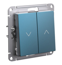 Выключатель для жалюзи 2-клавишный Systeme Electric ATLASDESIGN, скрытый монтаж, изумруд, ATN000819