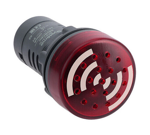 Зуммер с подсветкой красный 24В DC непрерывный звук