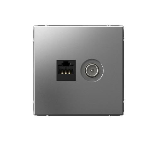 Розетка ТВ+компьютерная TV+RJ45 Systeme Electric ARTGALLERY, скрытый монтаж, сталь, GAL000989