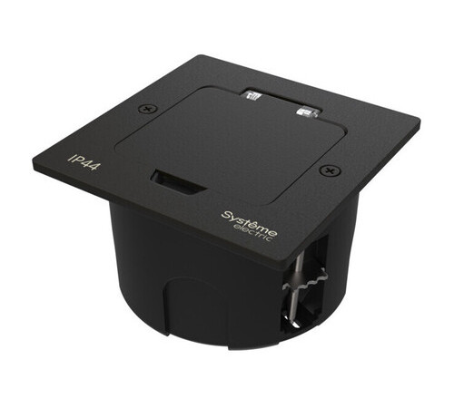 Systeme Elecrtic MultiDesk Чёрный матовый Лючок на 2 модуля IP44 с монтажной коробкой для стены, фальшпола, стола , тип MDK20