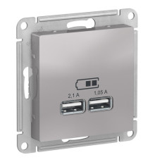 Розетка 2xUSB Systeme Electric ATLASDESIGN, алюминий