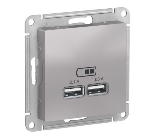 Розетка 2xUSB Systeme Electric ATLASDESIGN, алюминий
