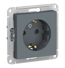 Розетка Systeme Electric ATLASDESIGN, скрытый монтаж, с заземлением, со шторками, винтовые клеммы, грифель